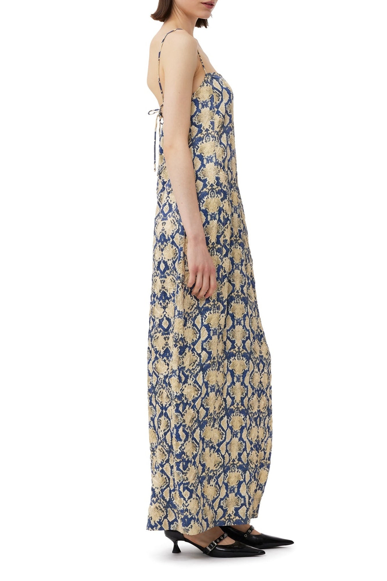 Robe courte imprimée en satin - Safari