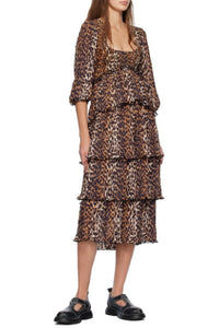 Robe midi à imprimé animal - Almond Milk