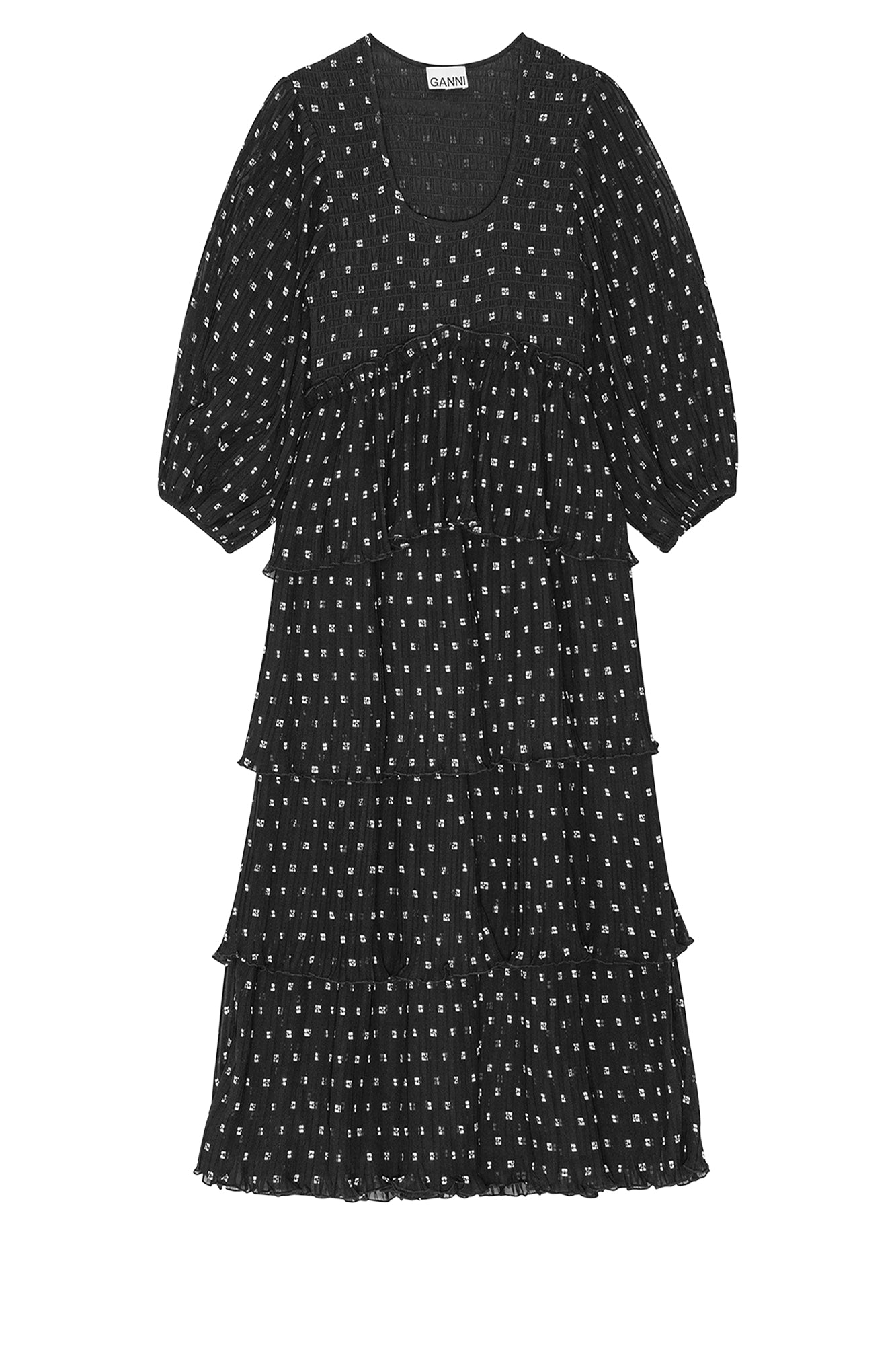 Robe midi à volants en georgette - Black