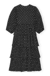 Robe midi à volants en georgette - Black