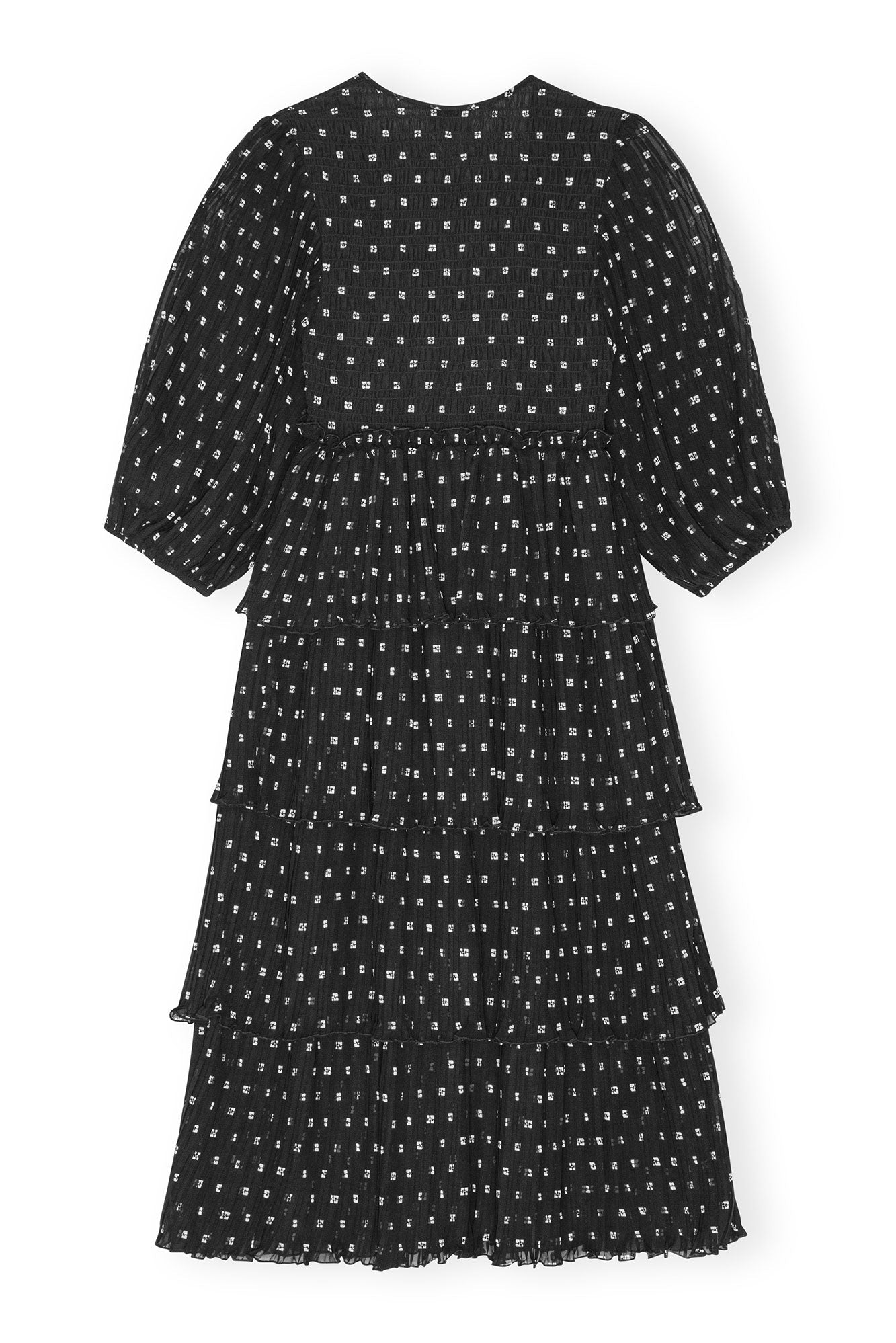 Robe midi à volants en georgette - Black