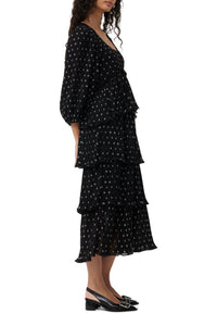 Robe midi à volants en georgette - Black
