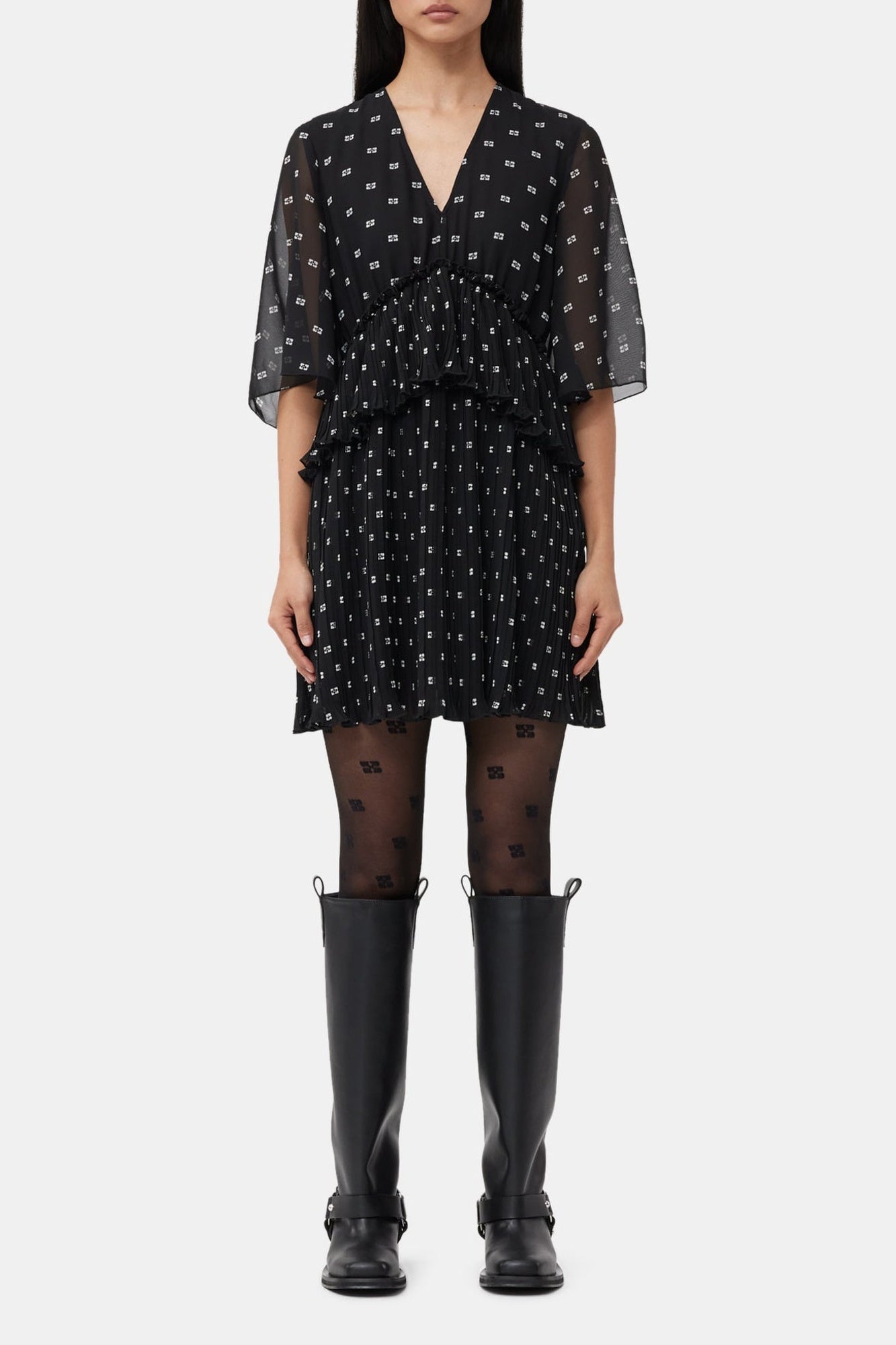 Robe courte plissée - Black