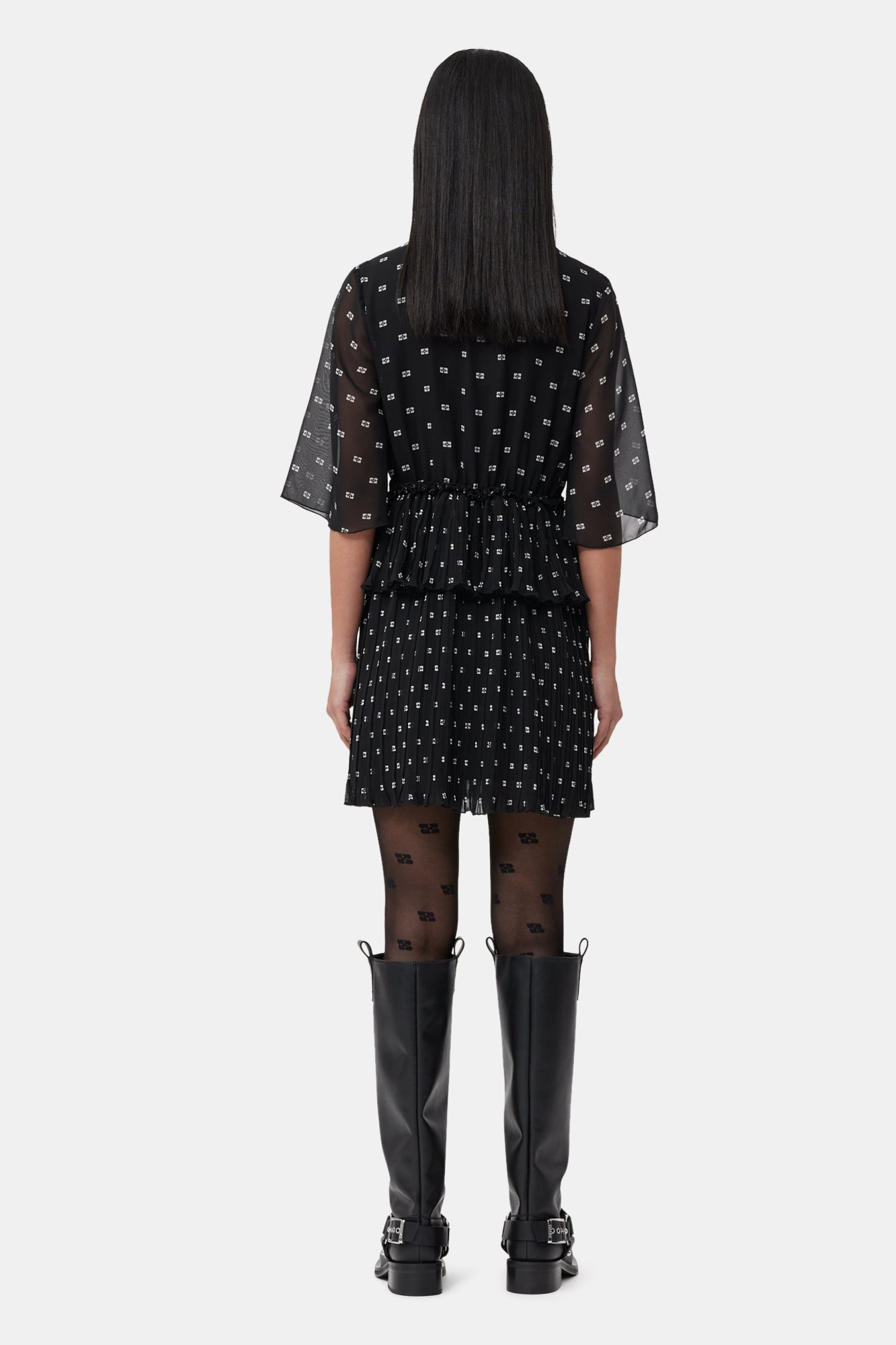 Robe courte plissée - Black
