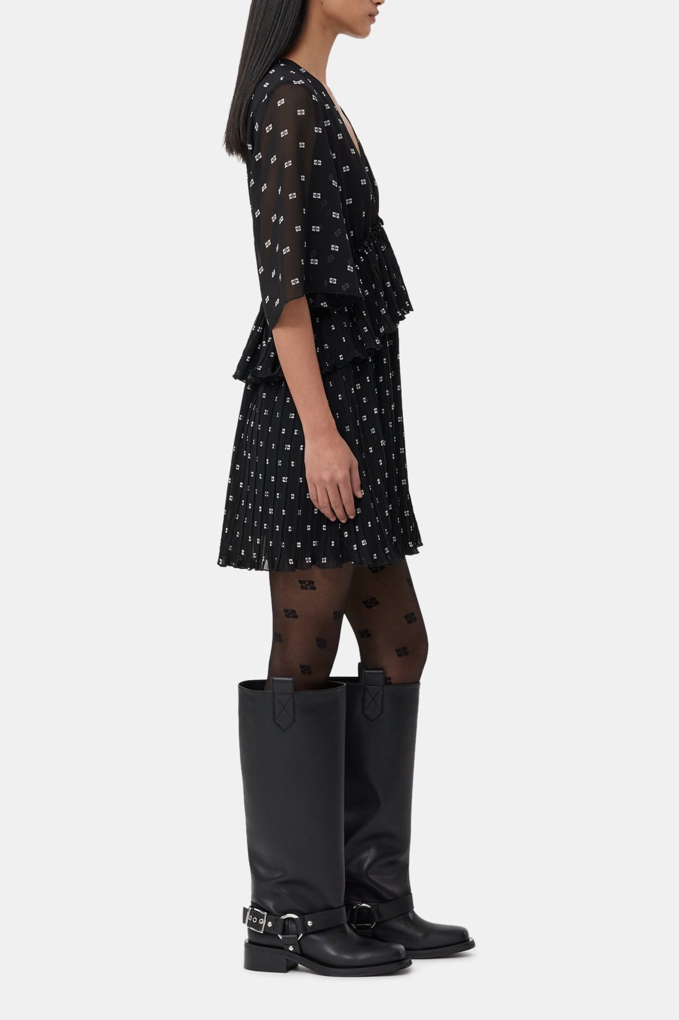 Robe courte plissée - Black