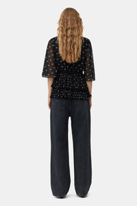 Blouse col V en georgette - Black