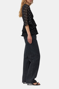 Blouse col V en georgette - Black