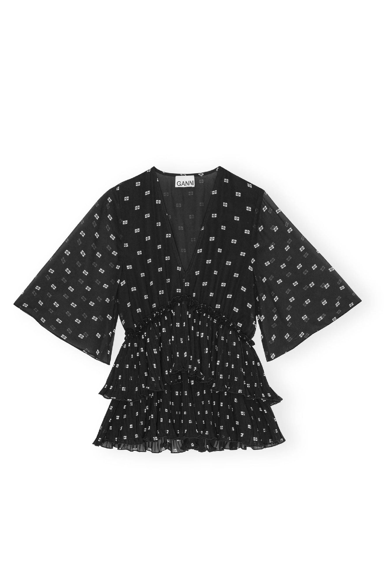 Blouse col V en georgette - Black