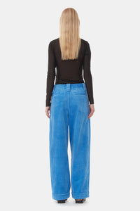 Pantalon plissé ample en velours côtelé - Silver Lake Blue