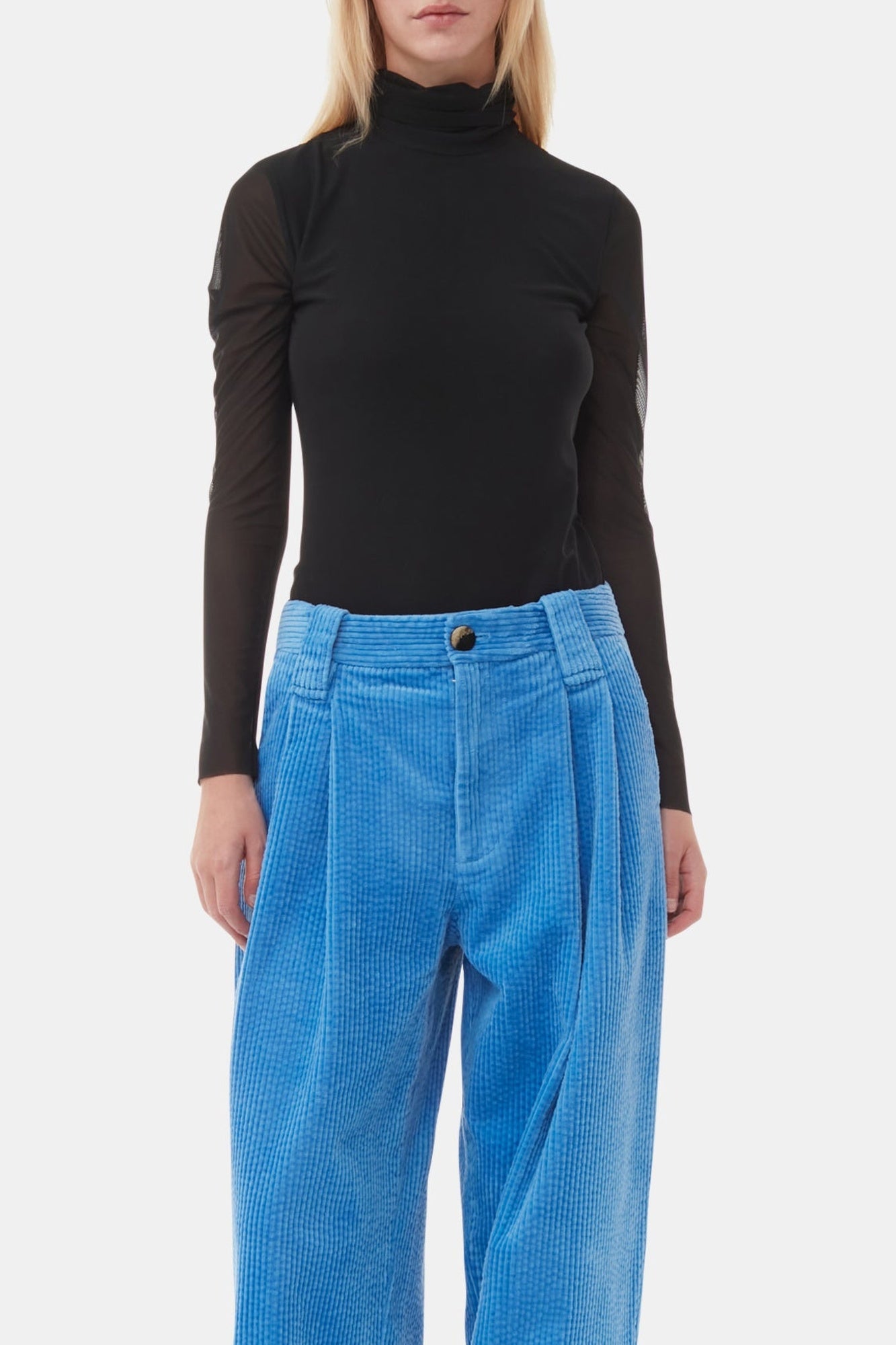 Pantalon plissé ample en velours côtelé - Silver Lake Blue
