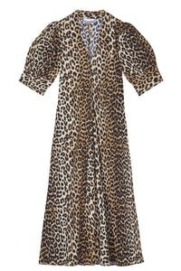 Robe longue en animal à col V - Leopard