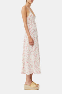 Robe à bretelles en georgette imprimée - Egret