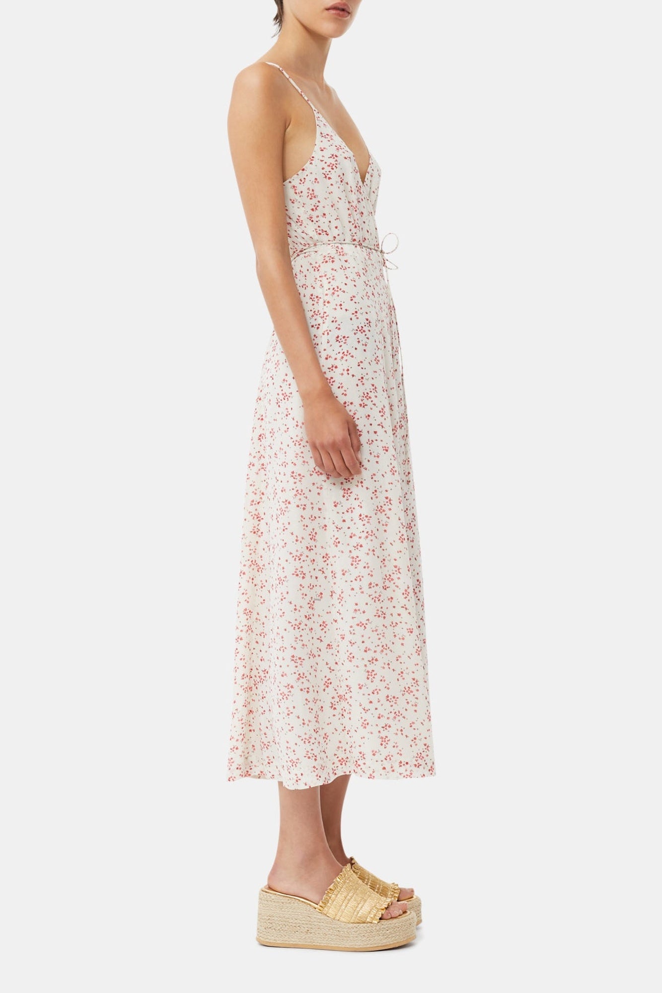 Robe à bretelles en georgette imprimée - Egret
