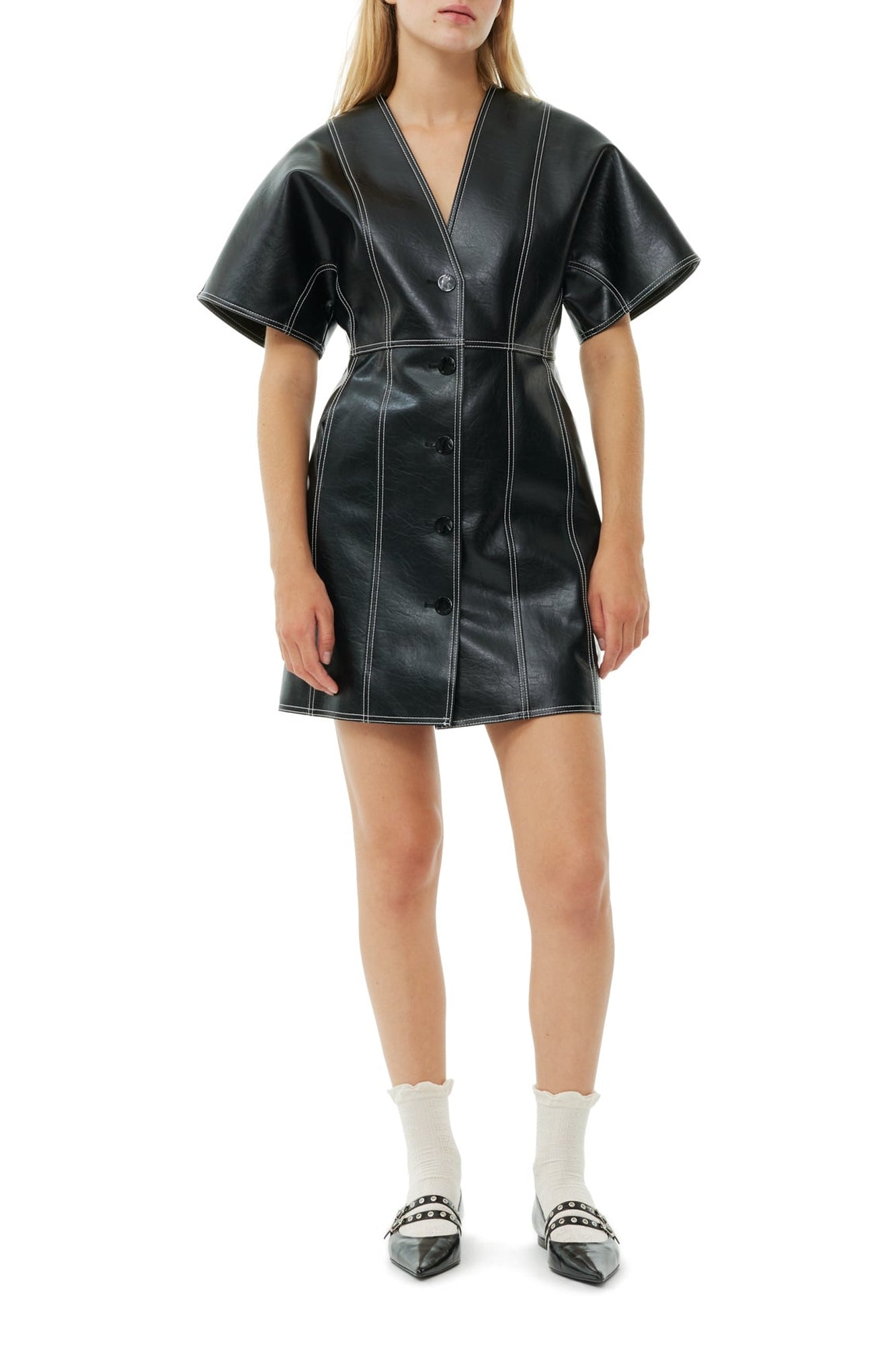 Robe courte ajustée à manches moulantes - Black