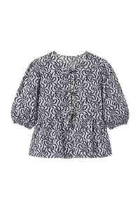 Blouse peplum en coton imprimé - Egret