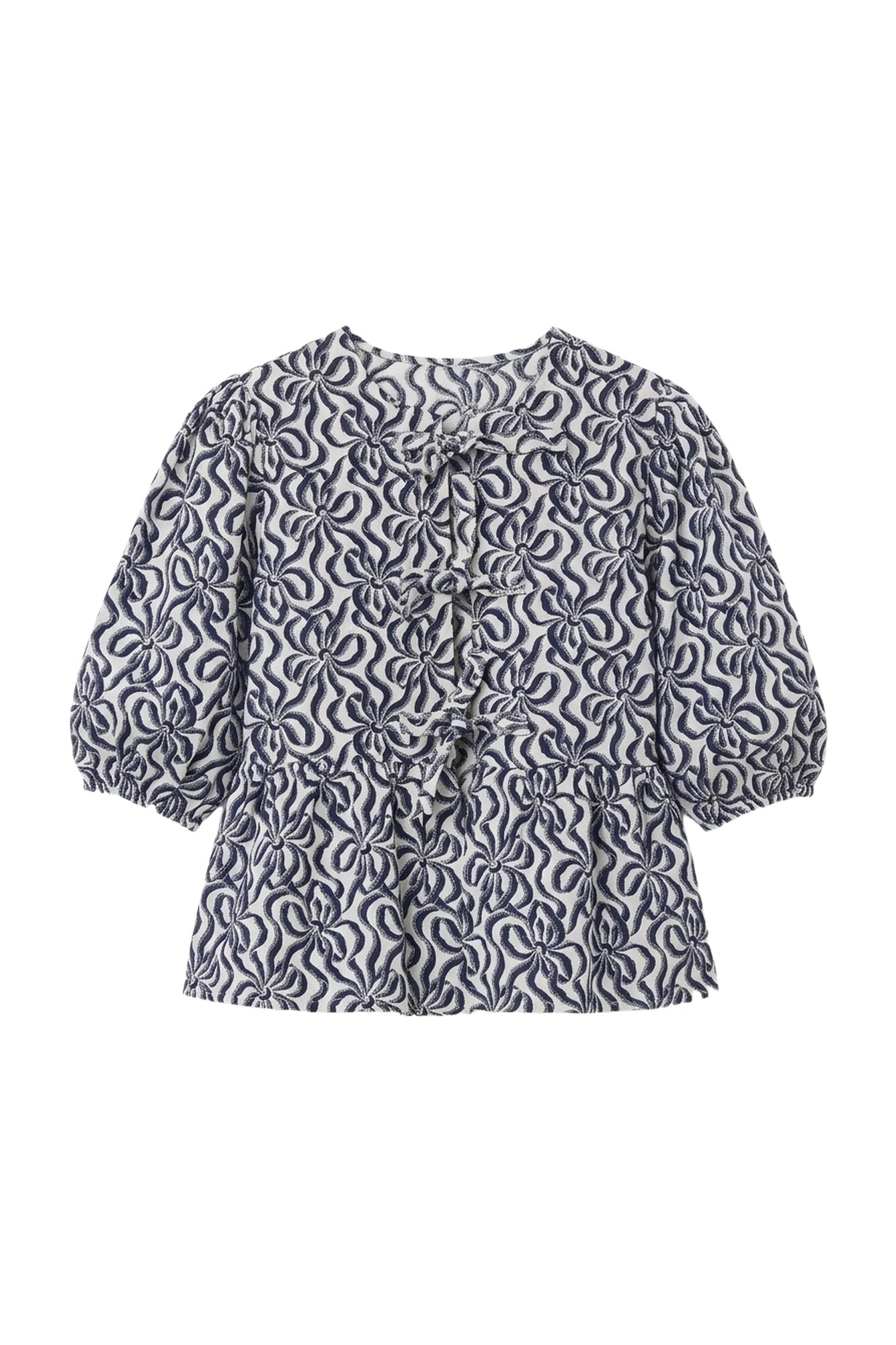 Blouse peplum en coton imprimé - Egret