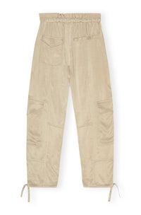 Pantalon élastiqué en satin - Safari