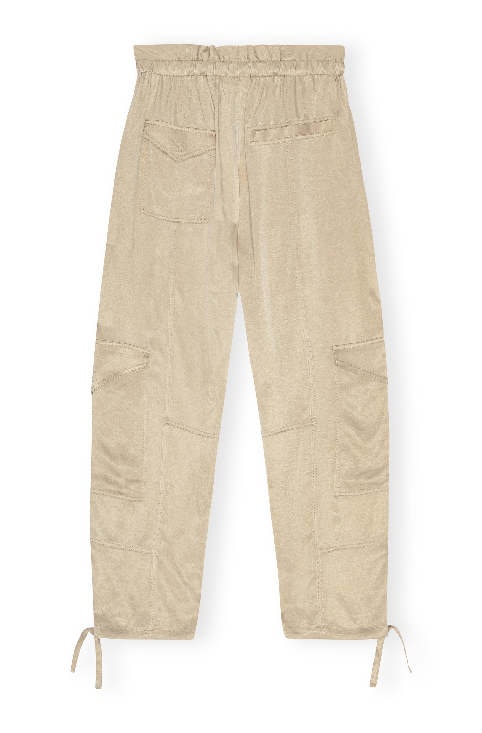 Pantalon élastiqué en satin - Safari
