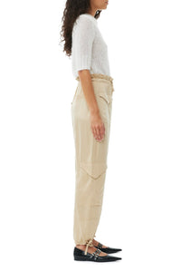 Pantalon élastiqué en satin - Safari
