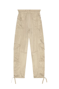 Pantalon élastiqué en satin - Safari