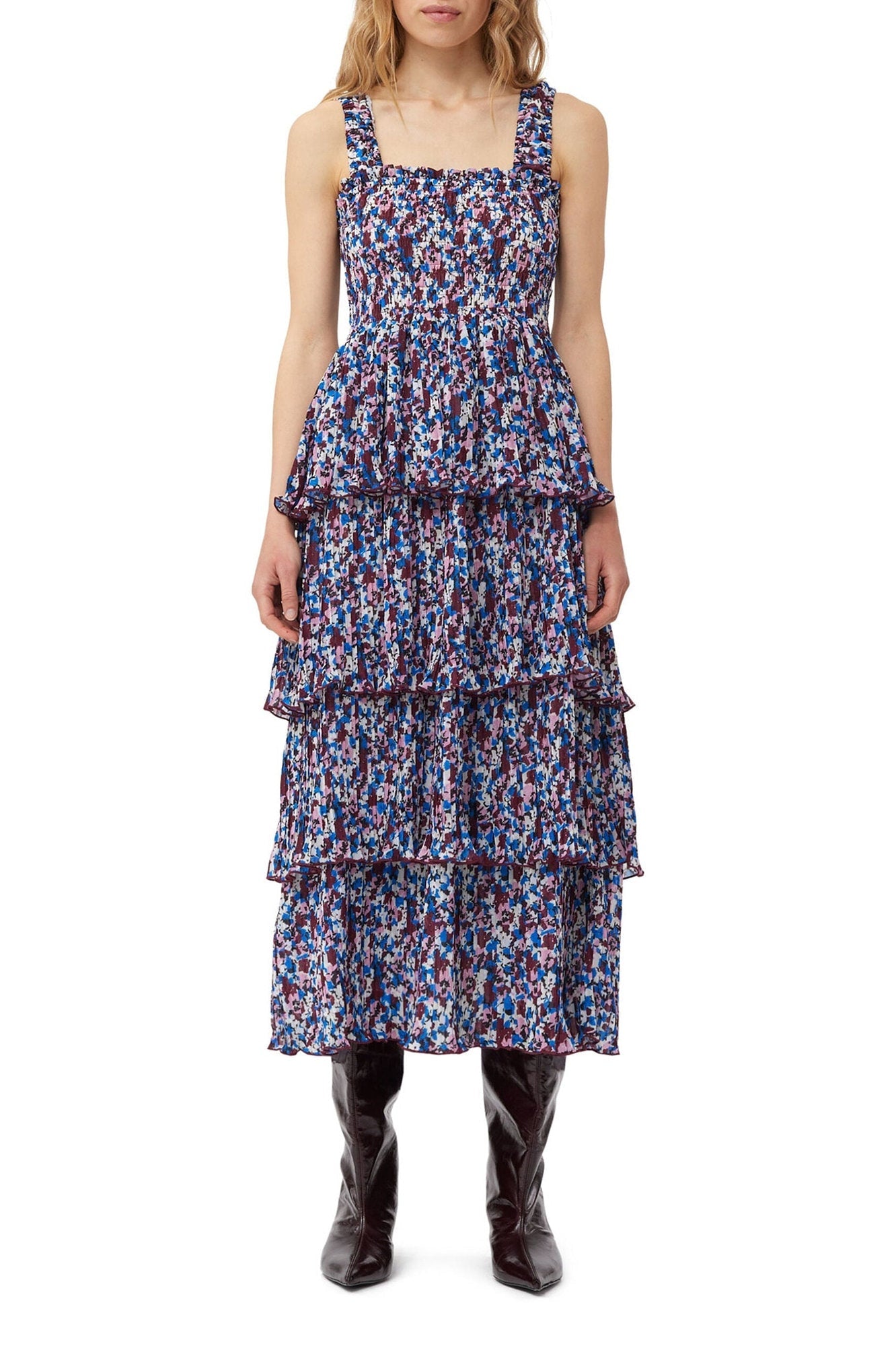 Robe midi à volants - Multicolour