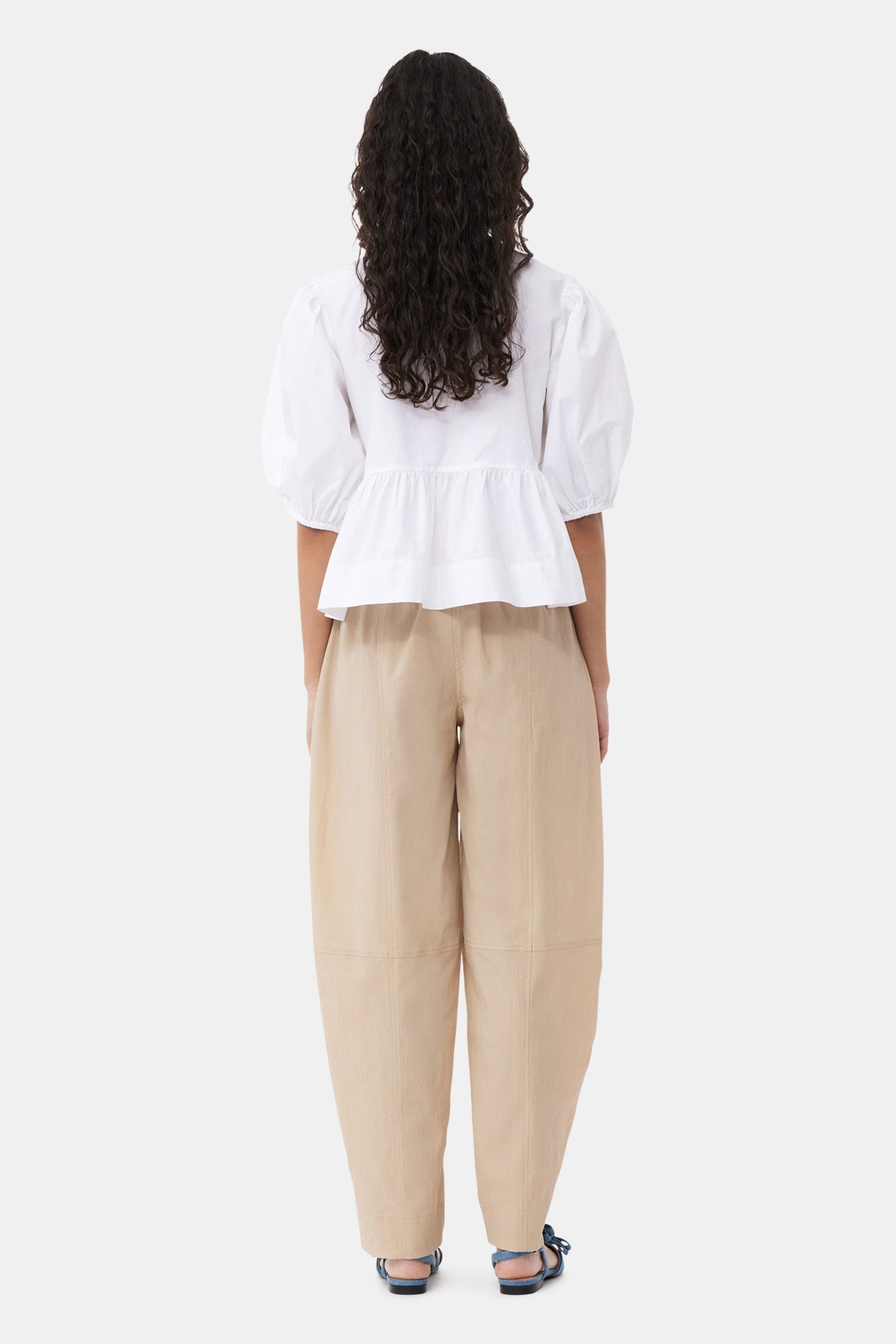 Pantalon élastique de coton en crêpe - Safari