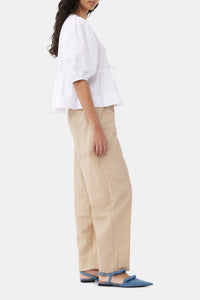 Pantalon élastique de coton en crêpe - Safari