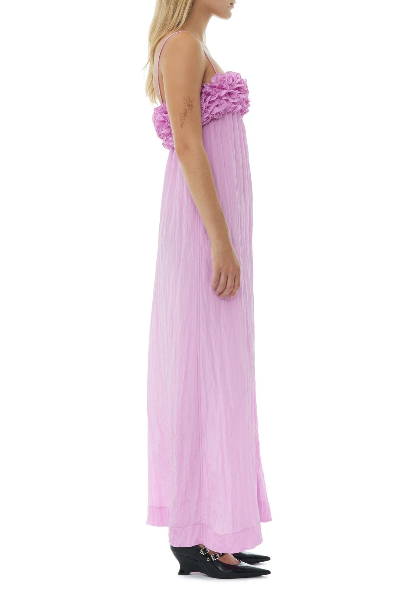Midi dress with thin straps - Lilac Sachet
