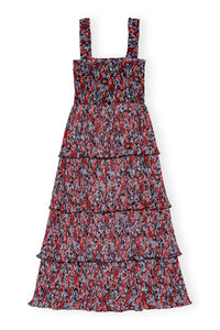 Robe midi à plis en georgette et boutons - High Risk Red