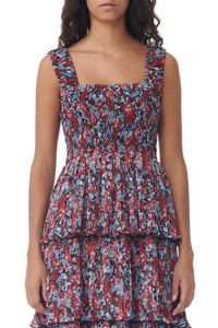 Pleated georgette midi dress with buttons - High Risk Red