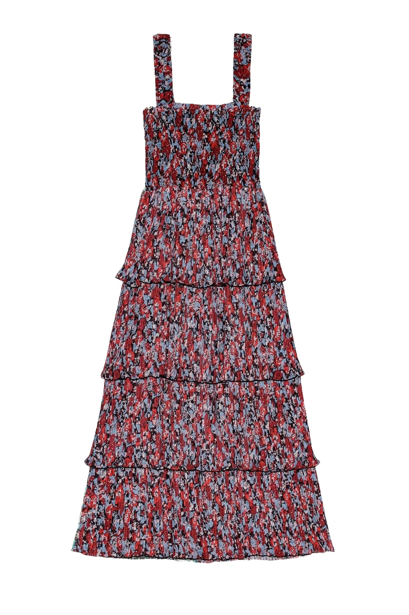 Robe midi à plis en georgette et boutons - High Risk Red