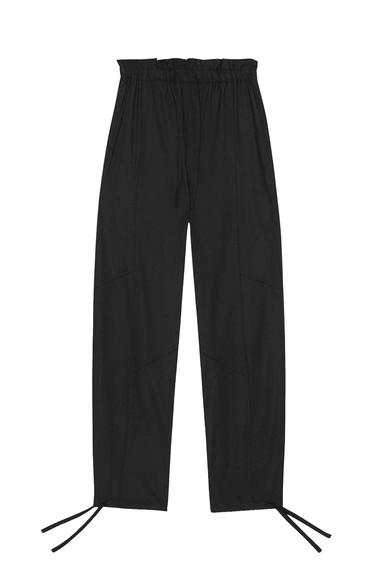 Wide-leg trousers with elasticated waistband - Black