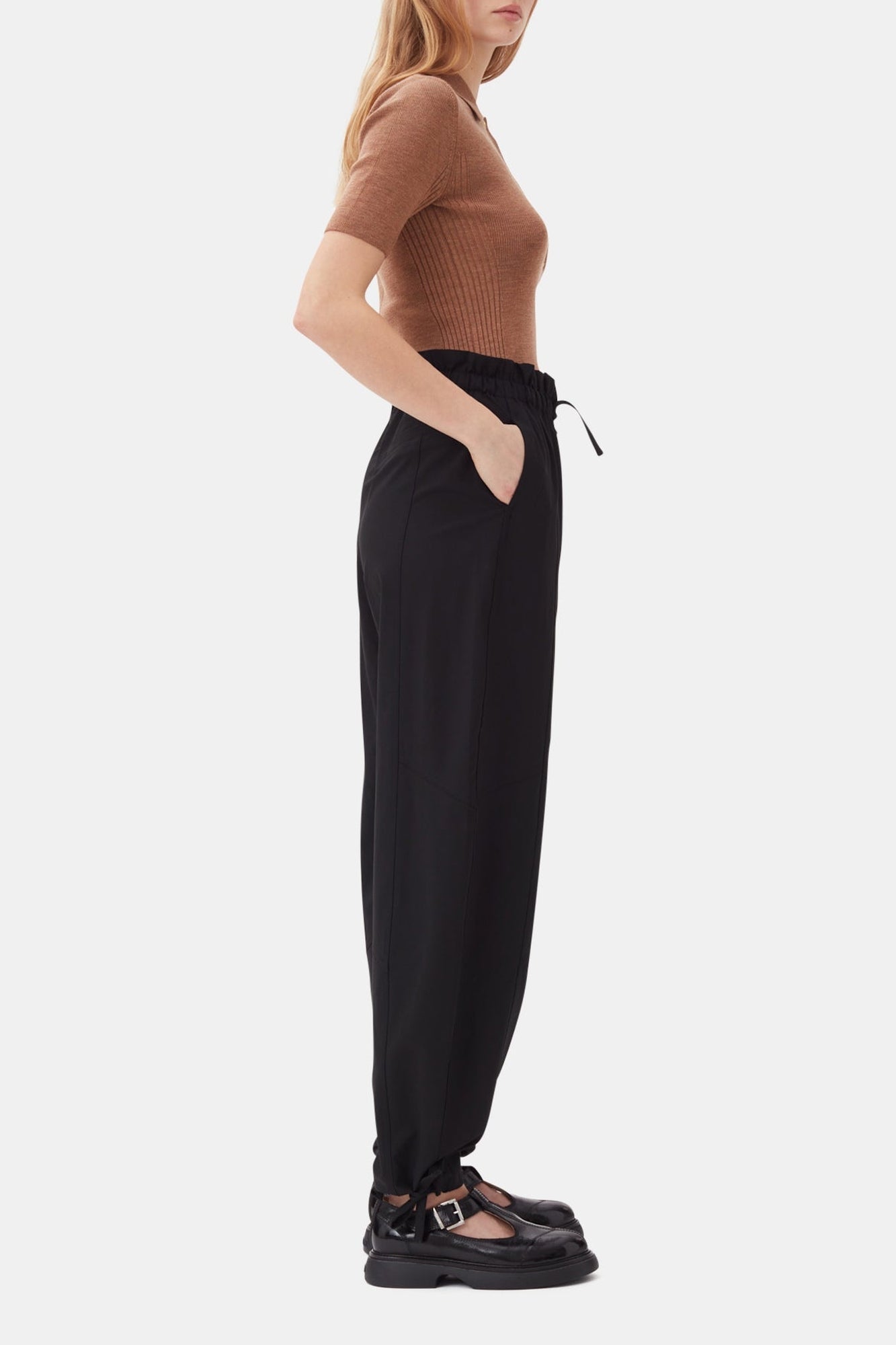 Pantalon ample à taille élastiquée - Black