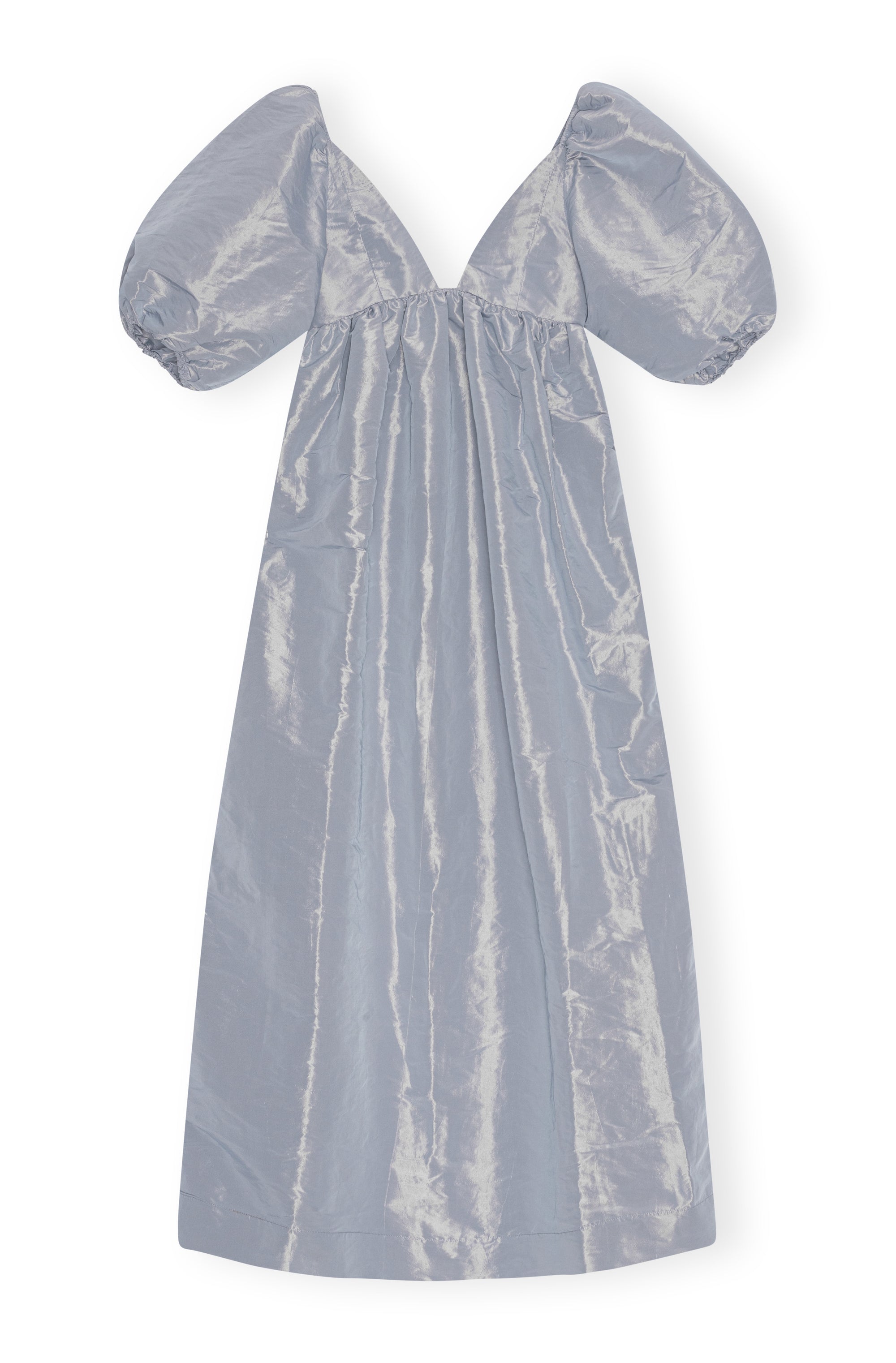 Light Shiny Taffeta Long Dress - Powder Blue