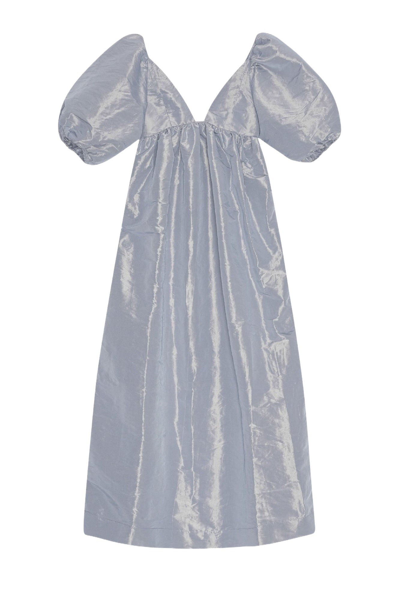 Light Shiny Taffeta Long Dress - Powder Blue