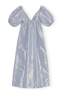 Light Shiny Taffeta Long Dress - Powder Blue