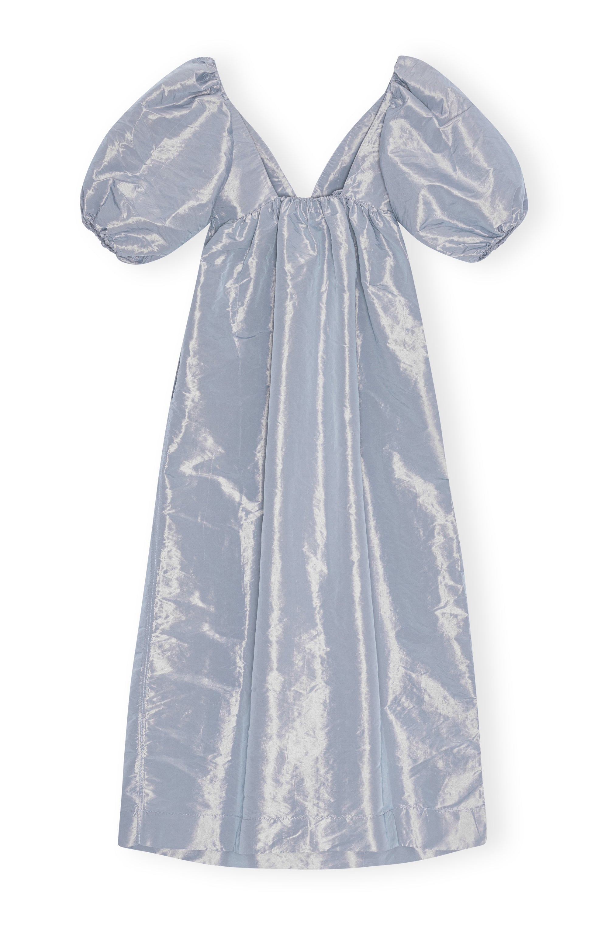 Light Shiny Taffeta Long Dress - Powder Blue