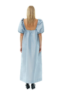 Light Shiny Taffeta Long Dress - Powder Blue