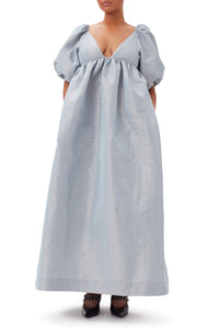 Light Shiny Taffeta Long Dress - Powder Blue