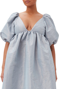 Light Shiny Taffeta Long Dress - Powder Blue