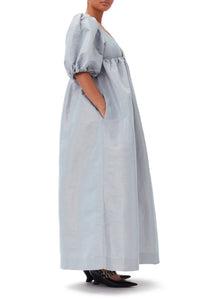 Light Shiny Taffeta Long Dress - Powder Blue