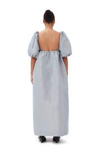 Light Shiny Taffeta Long Dress - Powder Blue
