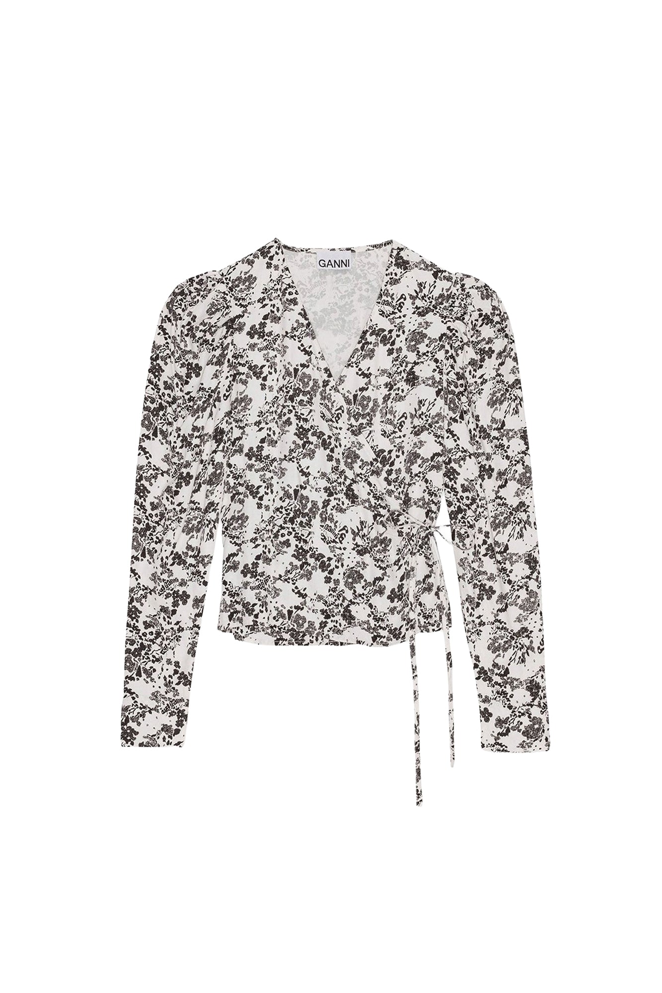 Heart-shaped blouse in floral twill - Egret