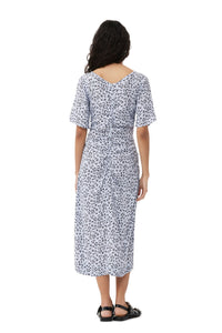 Robe midi décollectée en crêpe imprimée - Heather