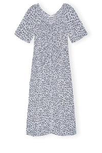 Robe midi décollectée en crêpe imprimée - Heather