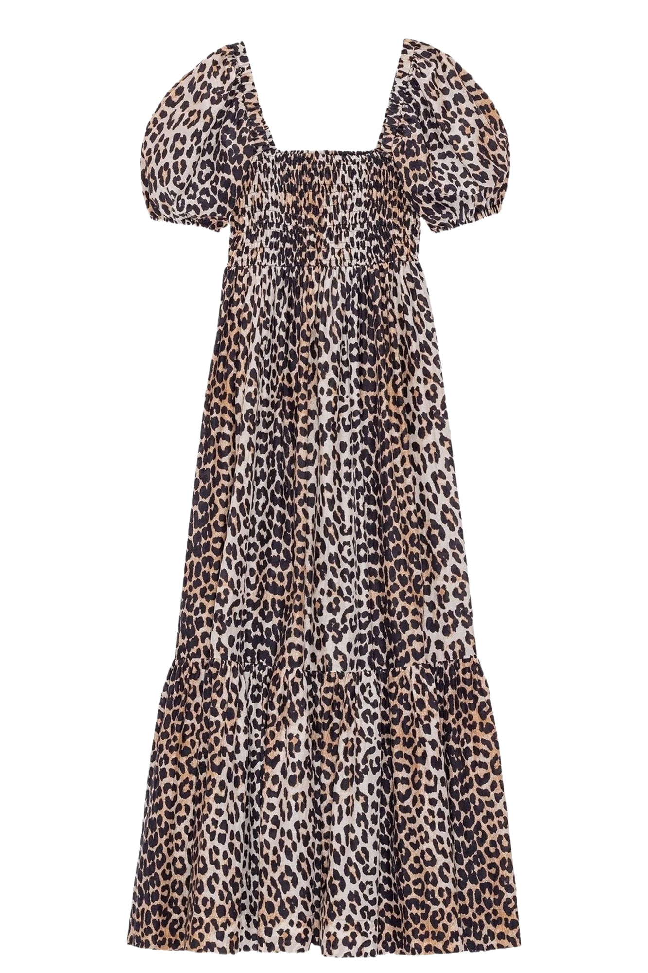 Robe longue à smocks en soie mélangé - Leopard