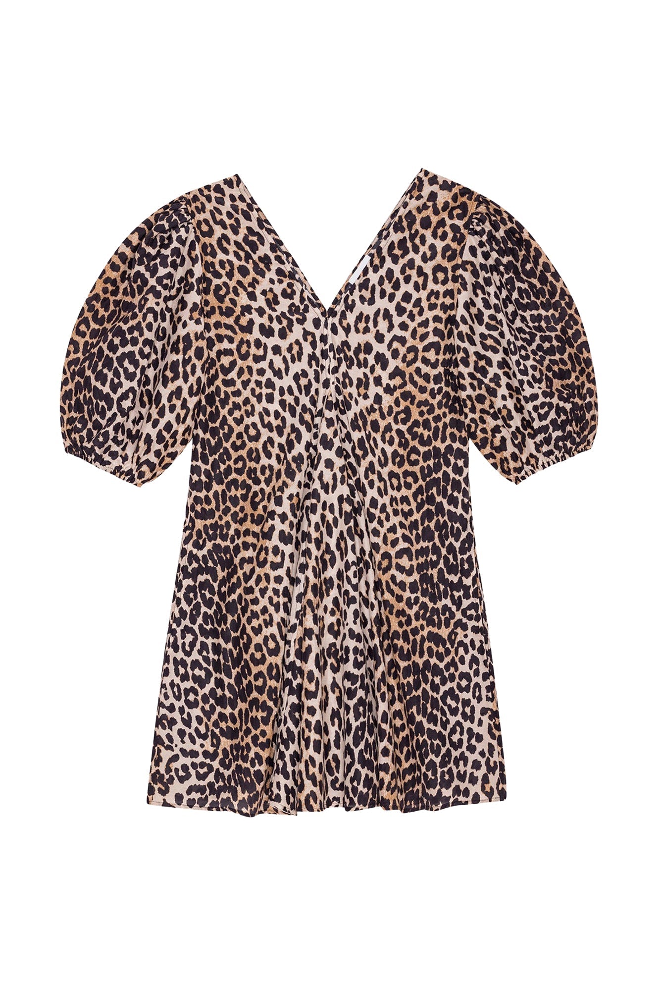 Robe courte à col V en soie mélangé - Leopard
