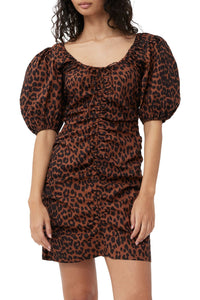 Robe courte à col en U et imprimé - Toffee