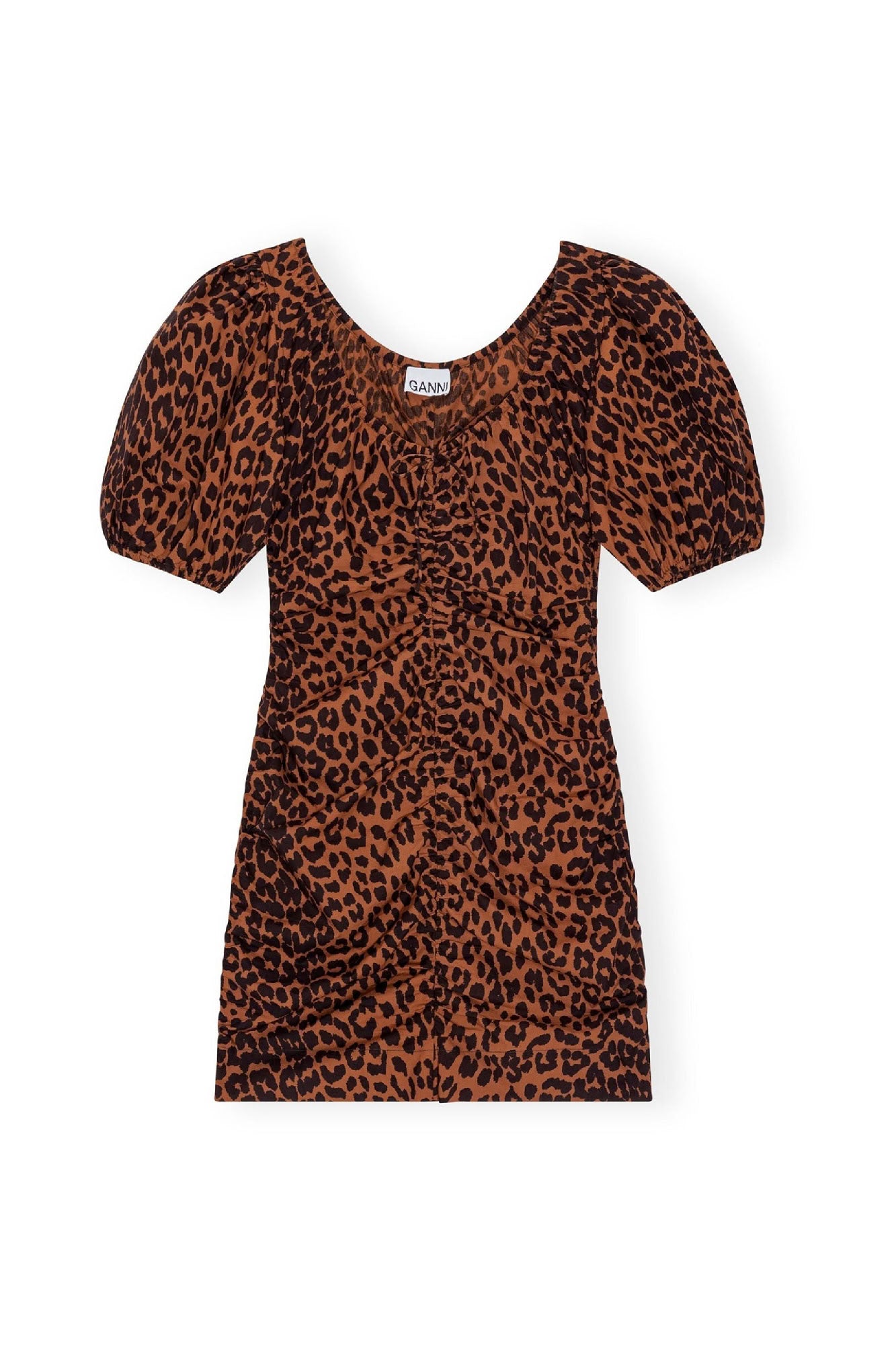 Robe courte à col en U et imprimé - Toffee