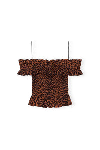 Blouse smockée à épaules dénudées - Toffee